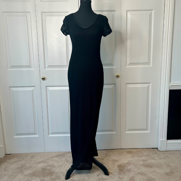 JSC Black Crochet Long Dress Size 6 -Like New - Picture 5 of 12